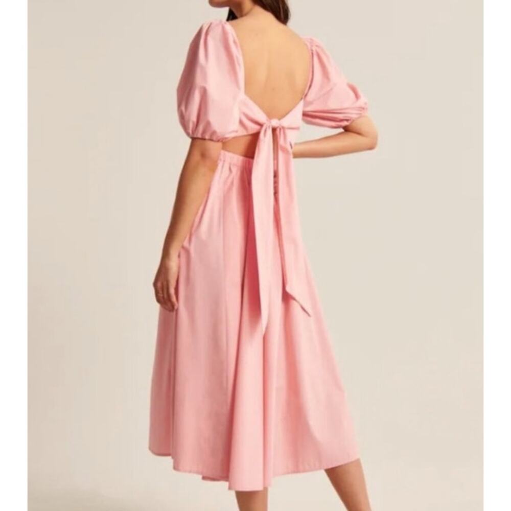 Pink Abercrombie O-Ring Puff Sleeve Midi Dress S - Picture 11 of 11